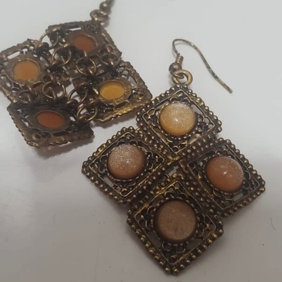 VINTAGE DOUBLE DROP SQUARE EARRINGS 🌴 - Picture 1 of 5